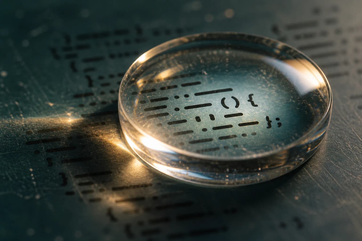 A photographic-style illustration of a glass lens focusing a signal