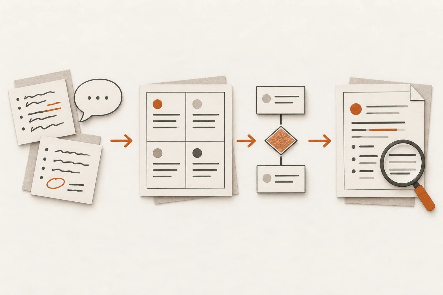 Business work becomes structured information and a workflow, followed by execution and review